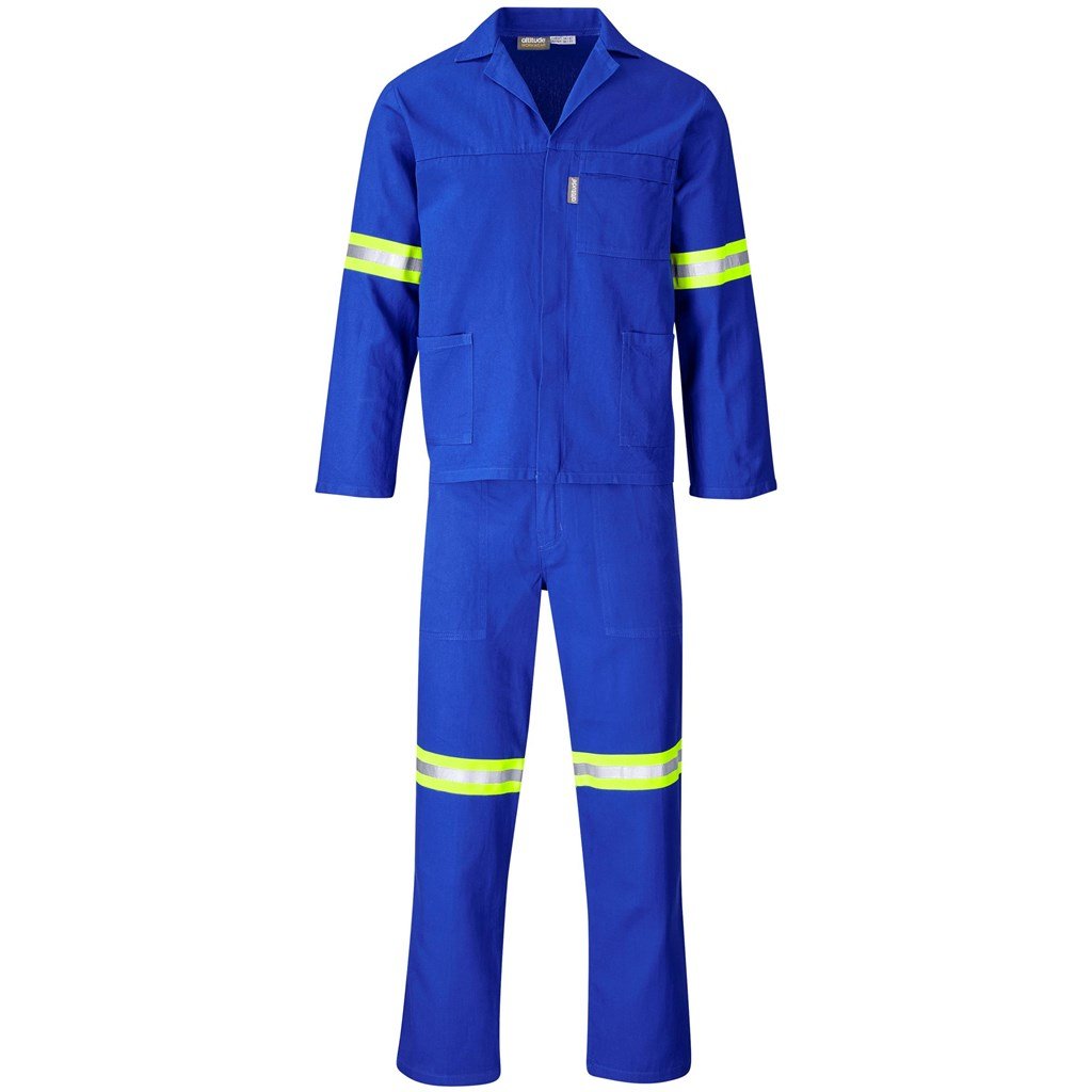 Technician 100% Cotton Conti Suit - Reflective Arms Legs & Back - Yellow Tape