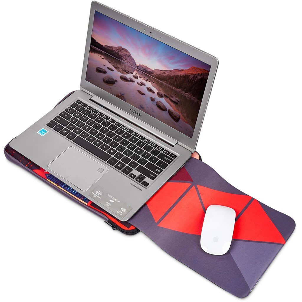 Custom Grotto 13 inch Neoprene Laptop Sleeve With Build-In Mouse Pad BLACK - Tech Sleeves,Custom Sleeves
