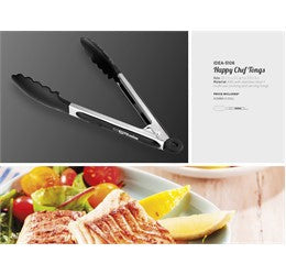 Happy Chef Kitchen Tongs-Black-BL