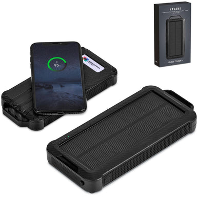 Heaven Wireless Charging Solar Power Bank - 10,000mAh Black / BL - Adapters & Chargers