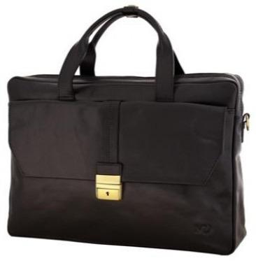 Italian Leather 2 Compartment Laptop Bag Brown-