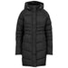 Black knee-length padded ladies winter jacket