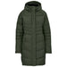 Green knee-length padded ladies winter jacket