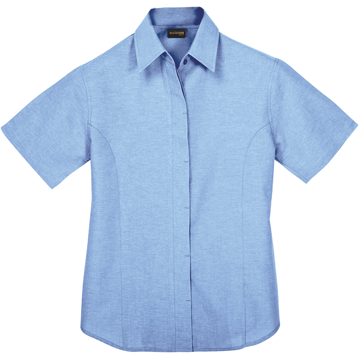 Ladies Oxford Blouse Short Sleeve Sky Blue / SML / Regular - Shirts-Corporate