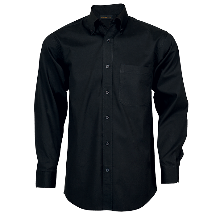 Mens Brushed Cotton Twill Lounge Long Sleeve Black / 3XL / Regular - Shirts-Corporate