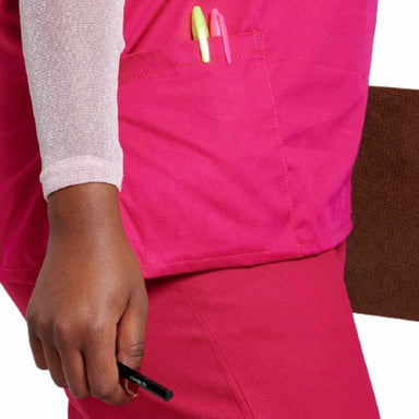 Side View Raspberry Coloured Light Scrub Set